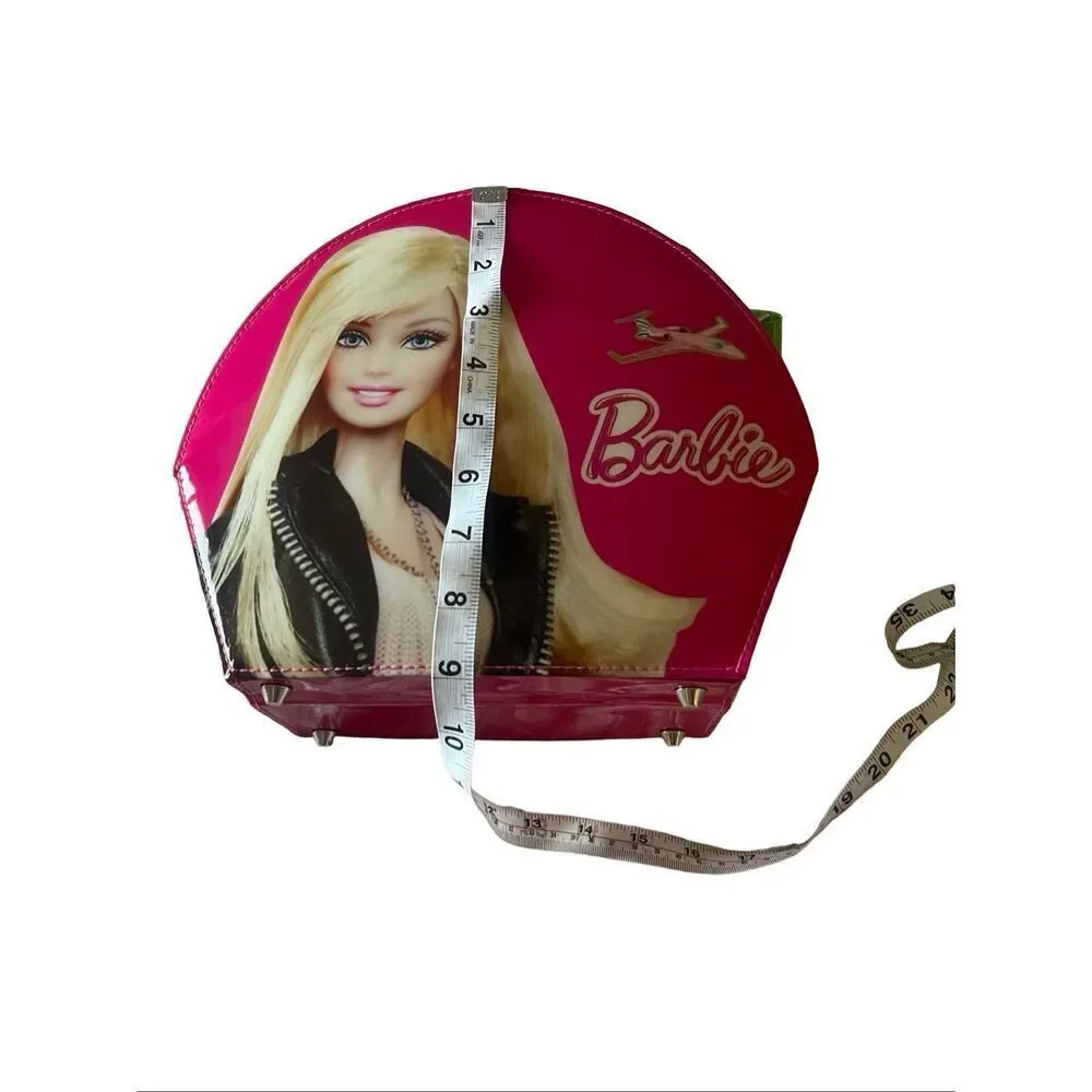 Mattell 2011 Pink Green Barbie Travel Storage Makeup With Mirror Carrying Case